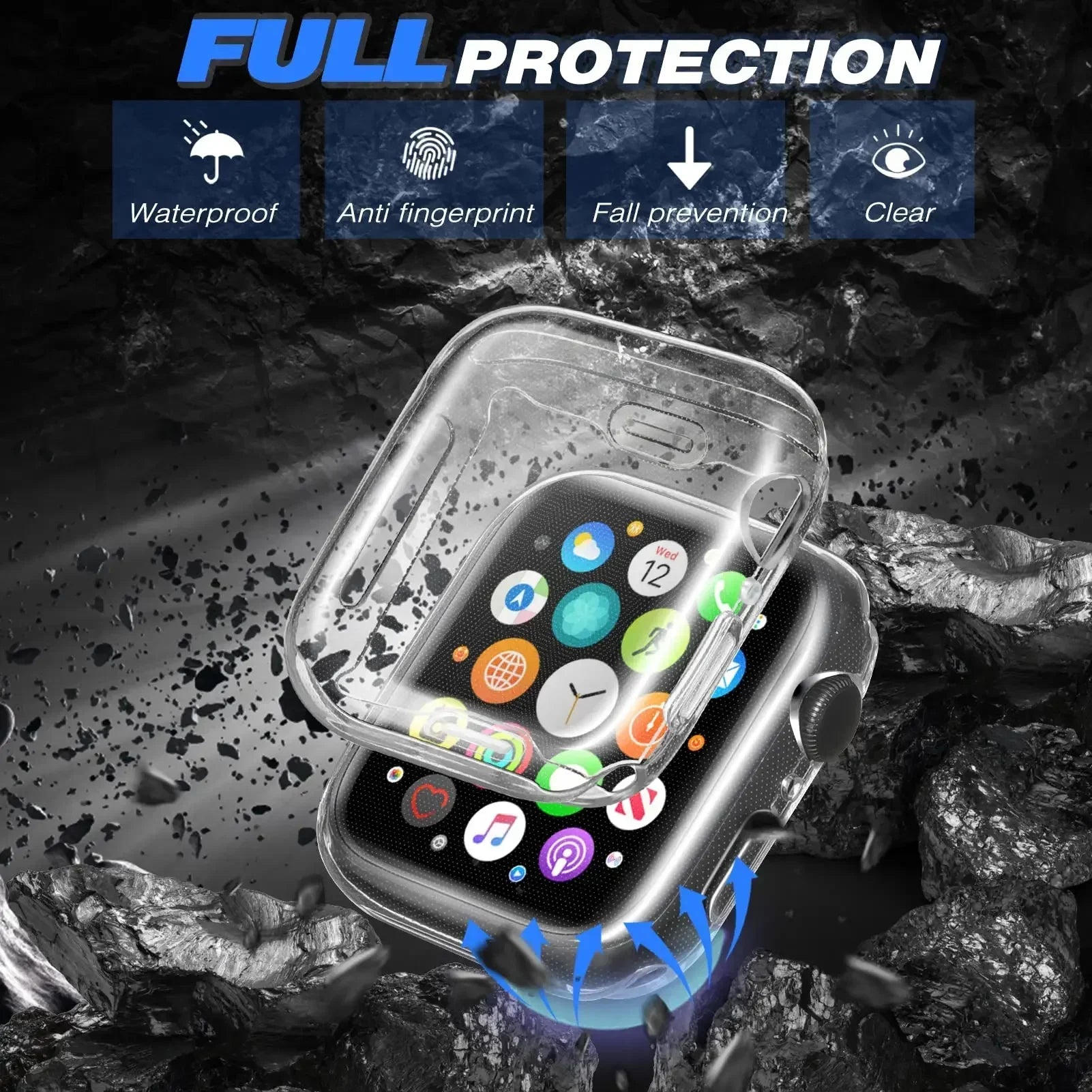 Protection d'écran pour Apple Watch 44 mm, 40 mm, 45 mm, 41 mm, 42 mm, 46 mm et 38 mm