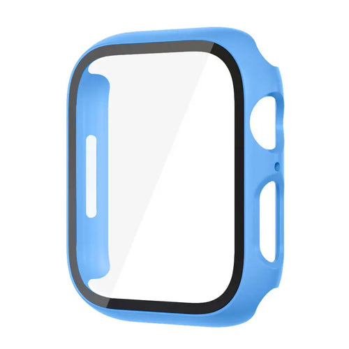 Protection d'écran en polycarbonate avec verre trempé et boîtier pour Apple Watch 8, 7, 45, 44, 41, 40, 38 et 42 mm