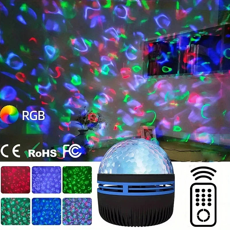 LED Starry Galaxy Ocean Wave Projector RGB Smart Remote Control Lamp