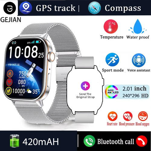 GEJIAN 2025 Neue GPS-Smartwatch mit Herzfrequenz- und Schlafüberwachungssensor