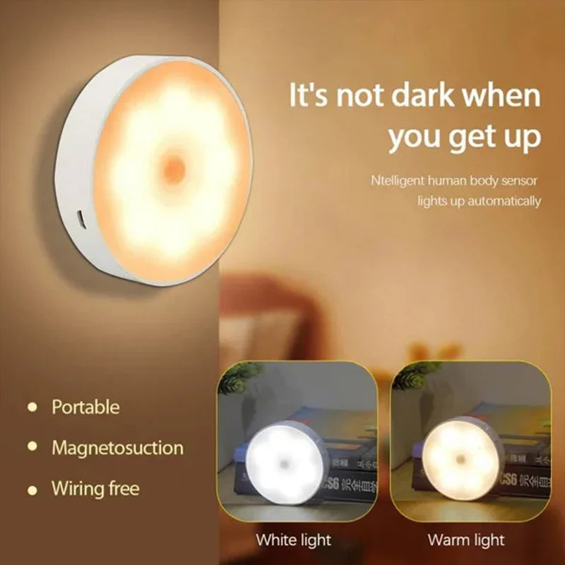 Motion Sensor LED Night Light USB Rechargeable Night Lamp For Kitchen