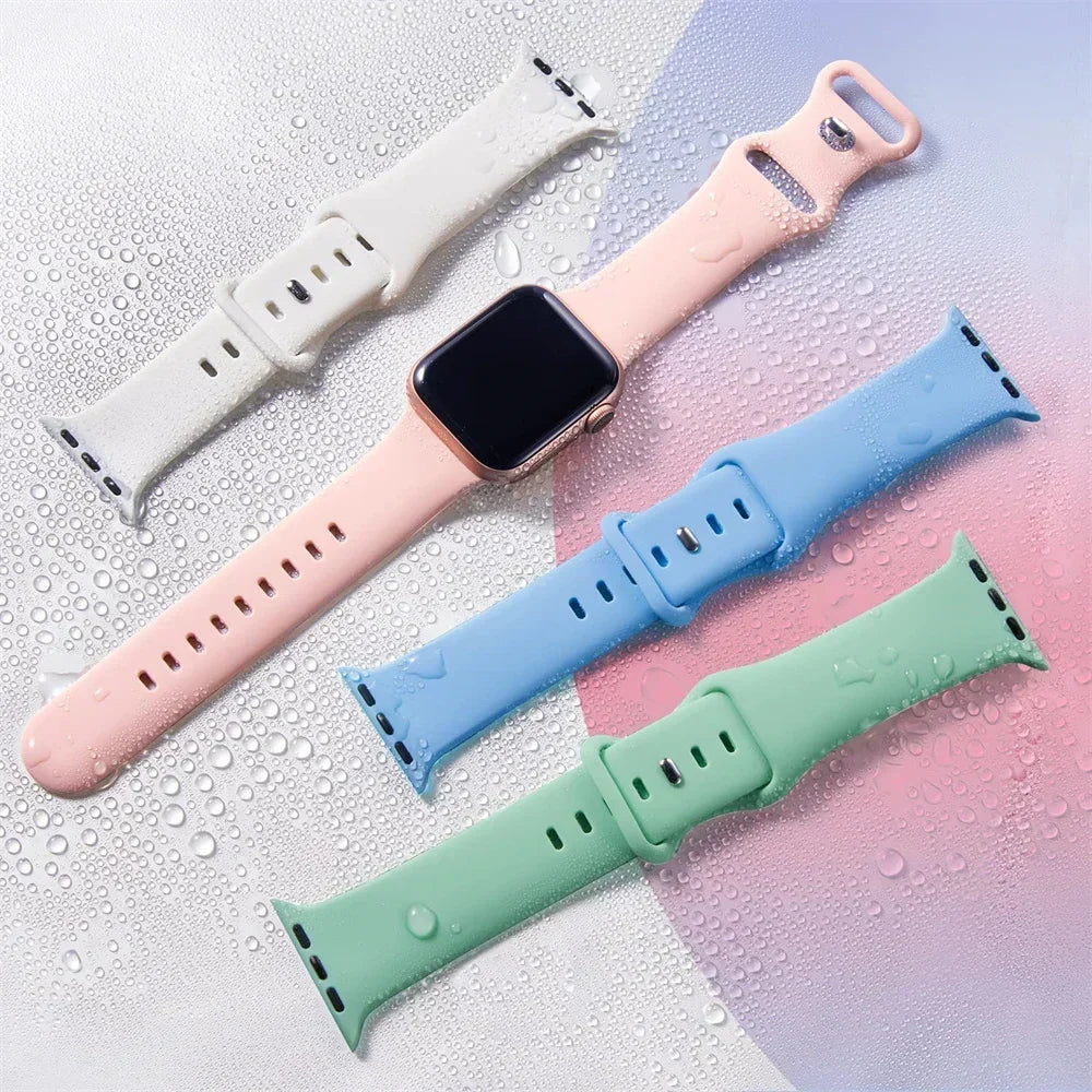 Bracelet en silicone pour Apple Watch 44 mm, 40 mm, 45 mm, 41 mm et 42-38 mm (sport)