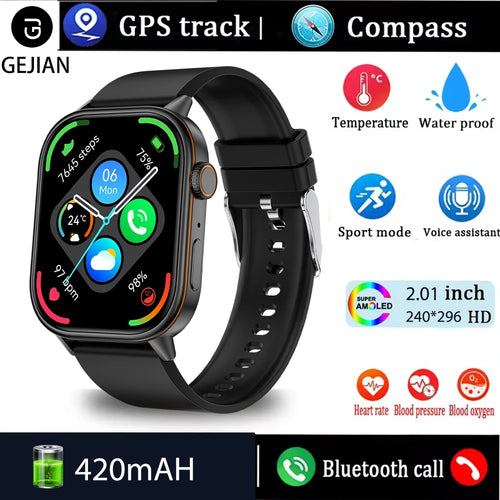 GEJIAN 2025 Neue GPS-Smartwatch mit Herzfrequenz- und Schlafüberwachungssensor