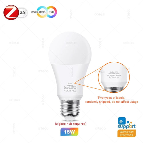 15W 18W E27 Zigbee Smart Light Bulbs RGB E27 Led Bulb AC100-240V Smart