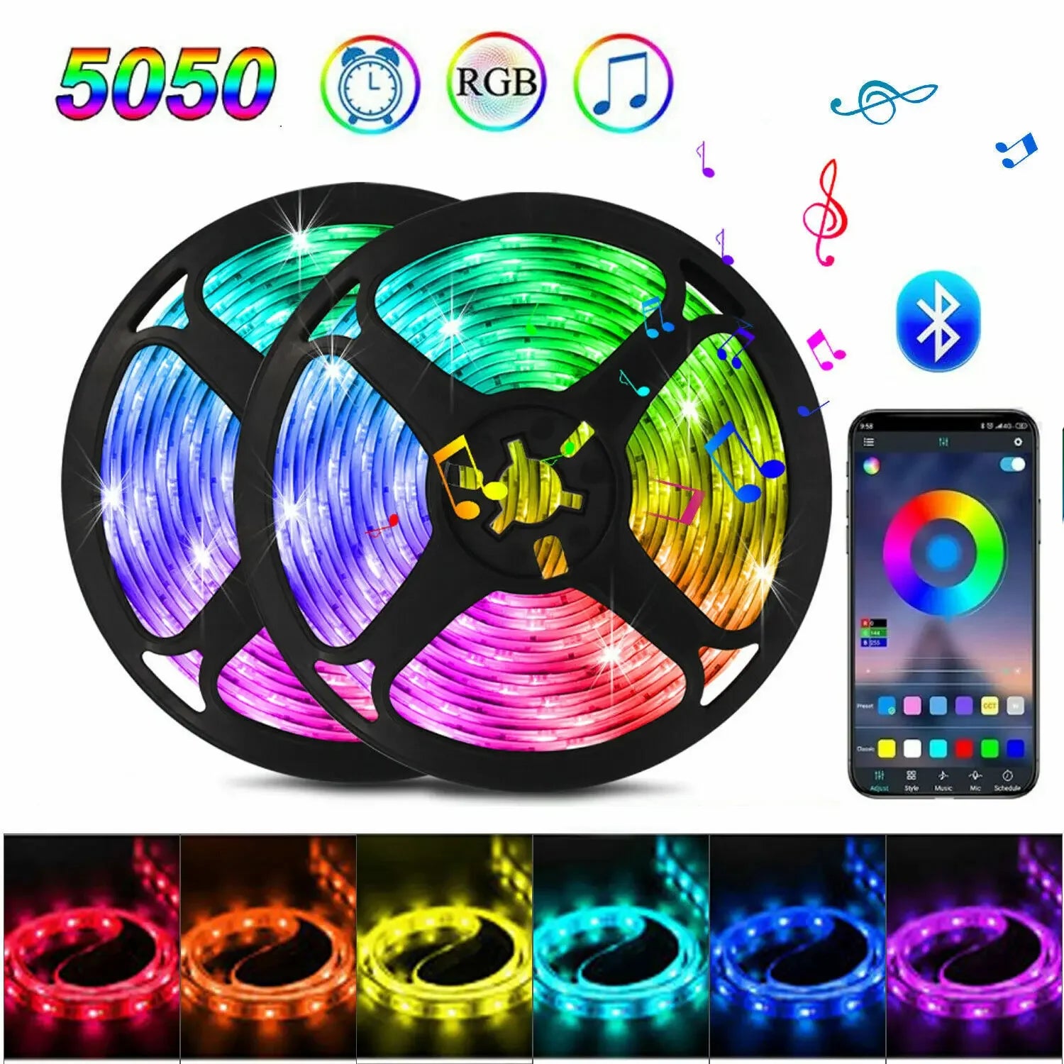 RGB LED Strip Light SMD 5050 USB Remote&APP Control Bluetooth Flexible