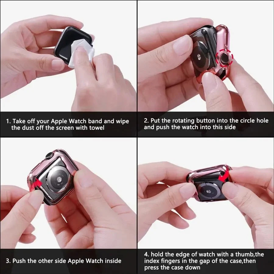 Coque en TPU pour boîtier Apple Watch séries 9, 8, 7, 6, 5, 4, 3 et SE (41 mm et 45 mm).