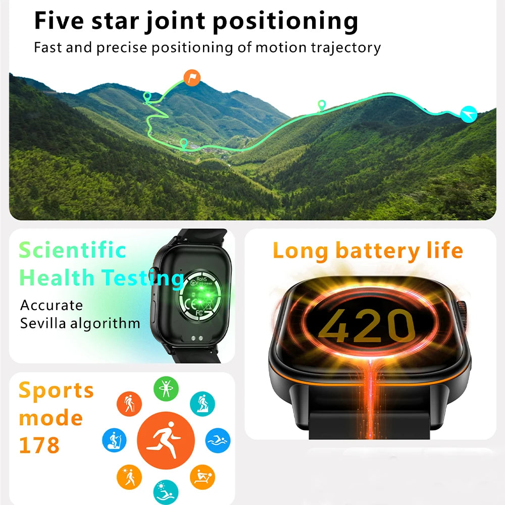 GEJIAN 2025 Neue GPS-Smartwatch mit Herzfrequenz- und Schlafüberwachungssensor