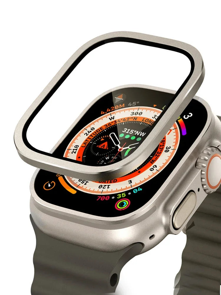 Tempered Glass for Apple Watch Ultra 49mm Titanium Metal Frame