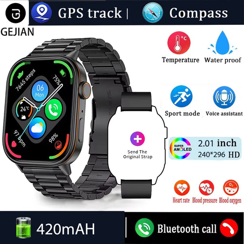 GEJIAN 2025 Neue GPS-Smartwatch mit Herzfrequenz- und Schlafüberwachungssensor