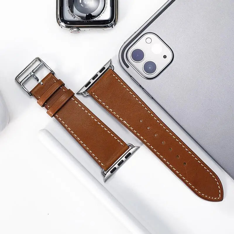 Bracelets de montre en cuir pour Apple Watch 46 mm, 44 mm, 49 mm, 45 mm et 42 mm
