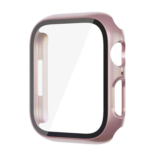 Protection d'écran en polycarbonate avec verre trempé et boîtier pour Apple Watch 8, 7, 45, 44, 41, 40, 38 et 42 mm
