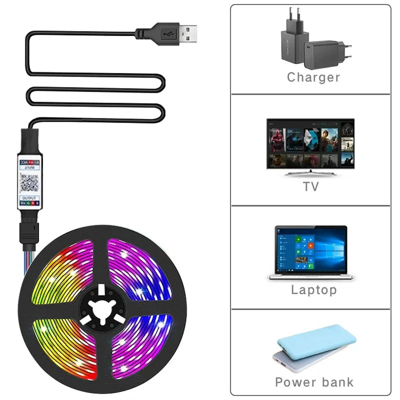 RGB LED Strip Light SMD 5050 USB Remote&APP Control Bluetooth Flexible