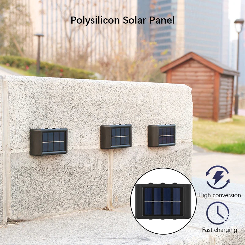 Solar LED Light, Outdoor Waterproof Wall Lamp, Dusk to Dawn Fence