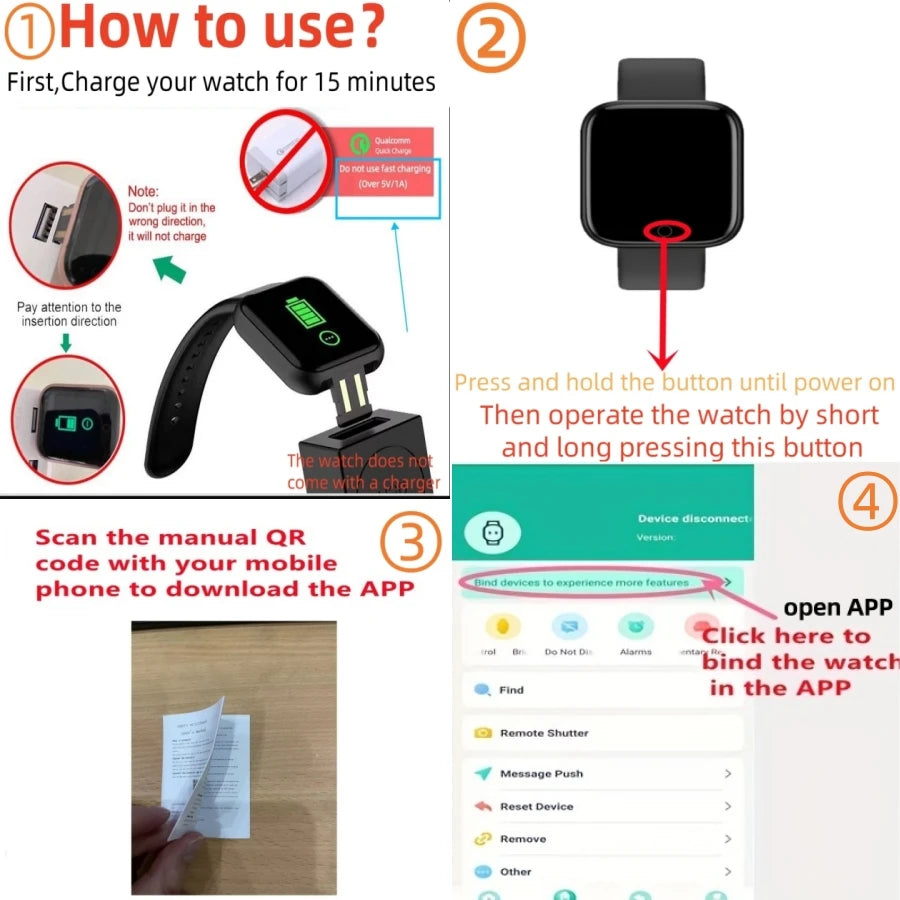 Multifunctional Smart Watch Men Women Bluetooth Connected Phone Music