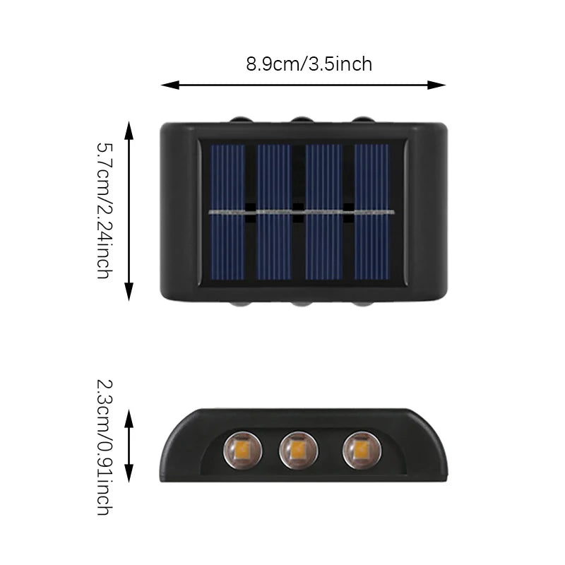 Solar LED Light, Outdoor Waterproof Wall Lamp, Dusk to Dawn Fence