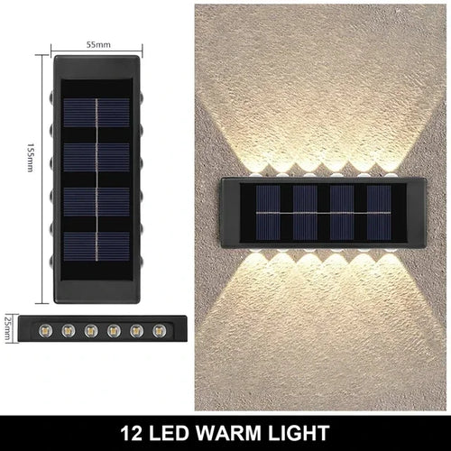 Solar Outdoor Wall Light 12 LED Waterproof Garden Light Courtyard