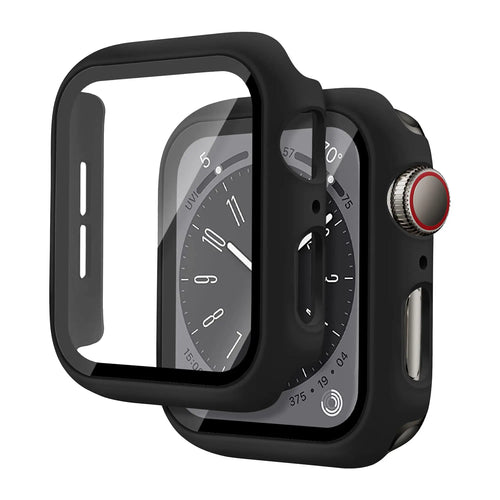 Verre + Protection pour boîtier Apple Watch 46 mm, 44 mm, 40 mm, 45 mm, 41 mm, 42 mm et 38 mm
