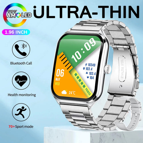 Neue 7,5 mm ultradünne Smartwatch für Herren (2025) mit 1,96"-AMOLED-Bildschirm und Always-on-Display