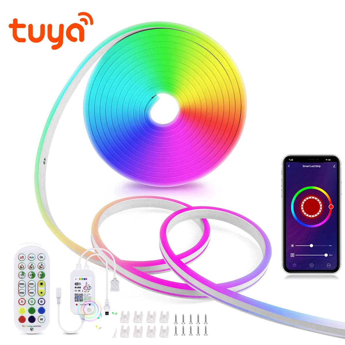 Tuya Smart Life WiFi LED Neon Light Strip 12V LED Strip RGB Neon Sign