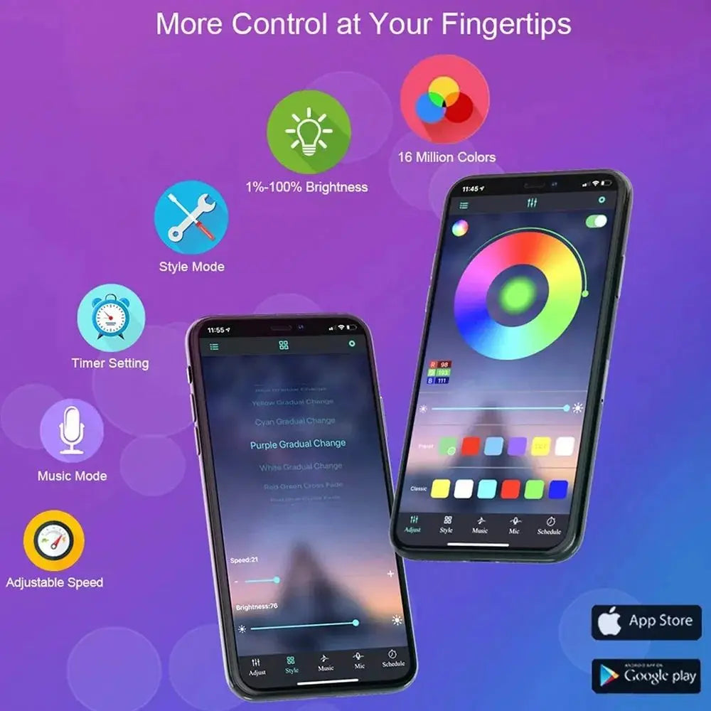 LED Strip Lights RGB 5050 Smart Bluetooth Control Music Sync USB 5V