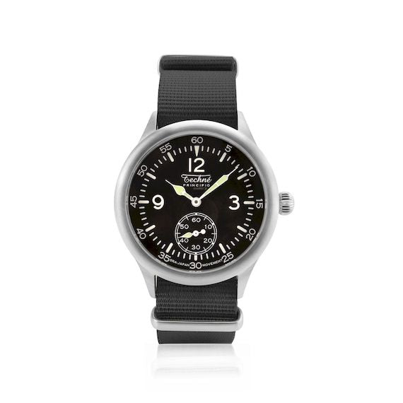 39.5mm field quartz watch with nylon 6 strap in black colour