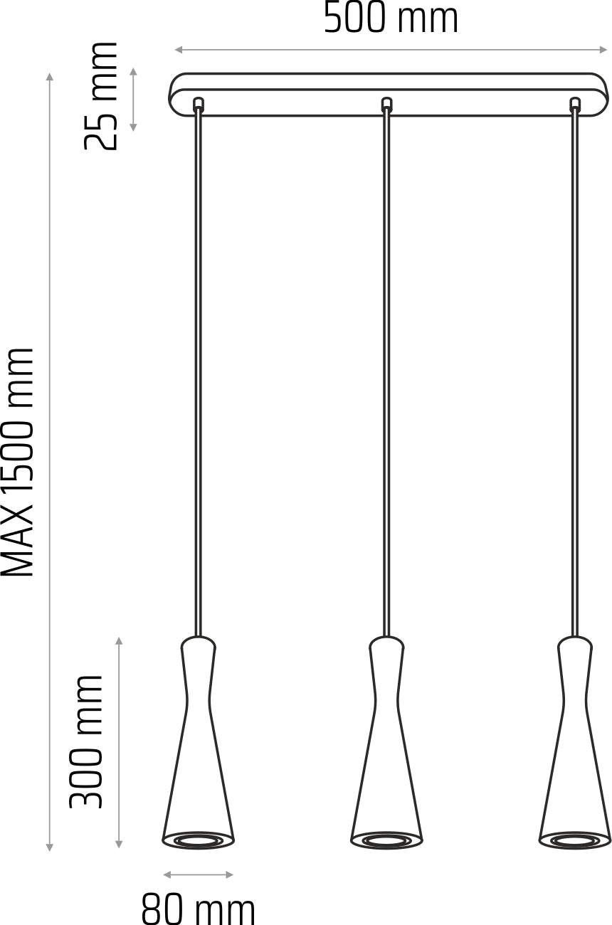 Hanging lamp grey Vegas 3 tr