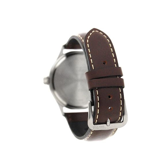 39.5mm navigation watch with strap in chestnut colour leather