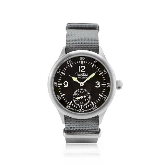 39.5mm field quartz watch with nylon 6 strap in grey colour