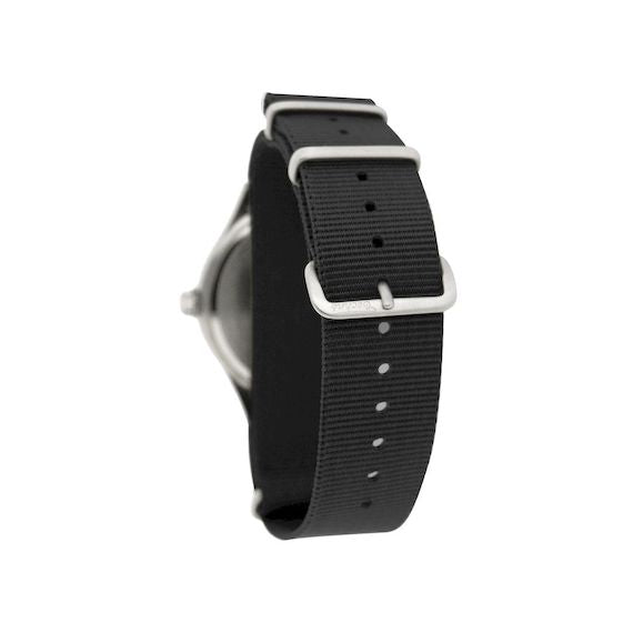39.5mm field quartz watch with nylon 6 strap in black colour