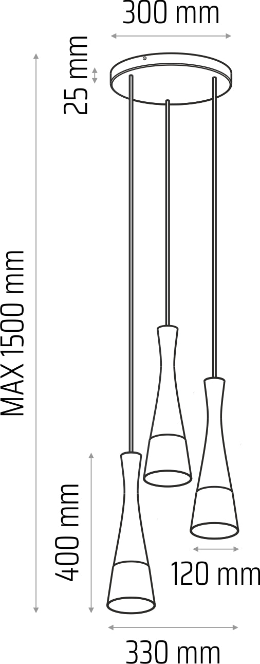 Hanging lamp grey Vegas2 3p (plaphone)