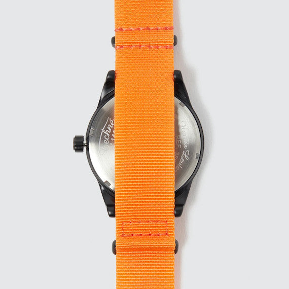 41.0mm tactical quartz watch with nylon 6 strap in orange colour