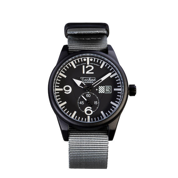 41.0mm tactical quartz watch with nylon 6 strap in grey colour