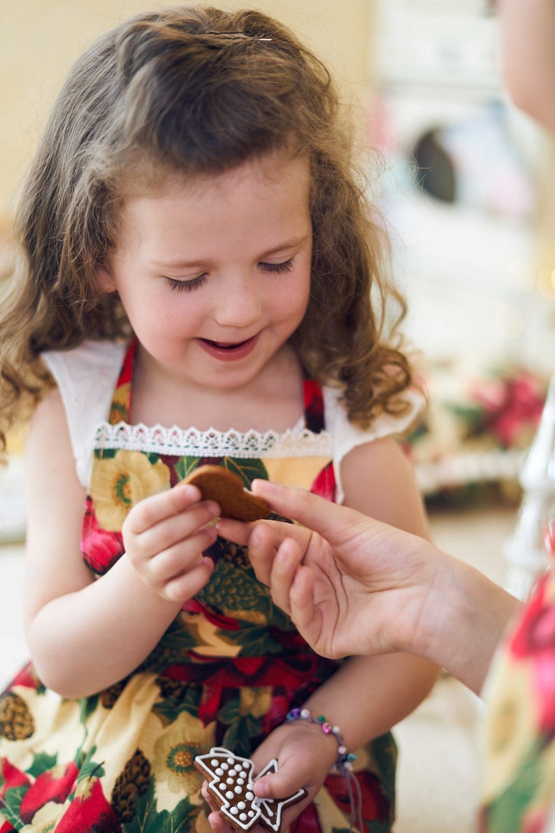 Tablier enfant | Fleurs de Noël rouges
