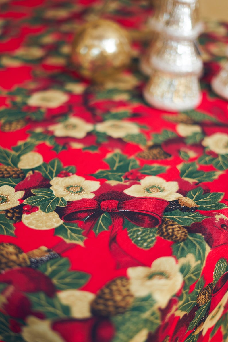 Christmas Red | Rectangular Tablecloth, Festive Motive