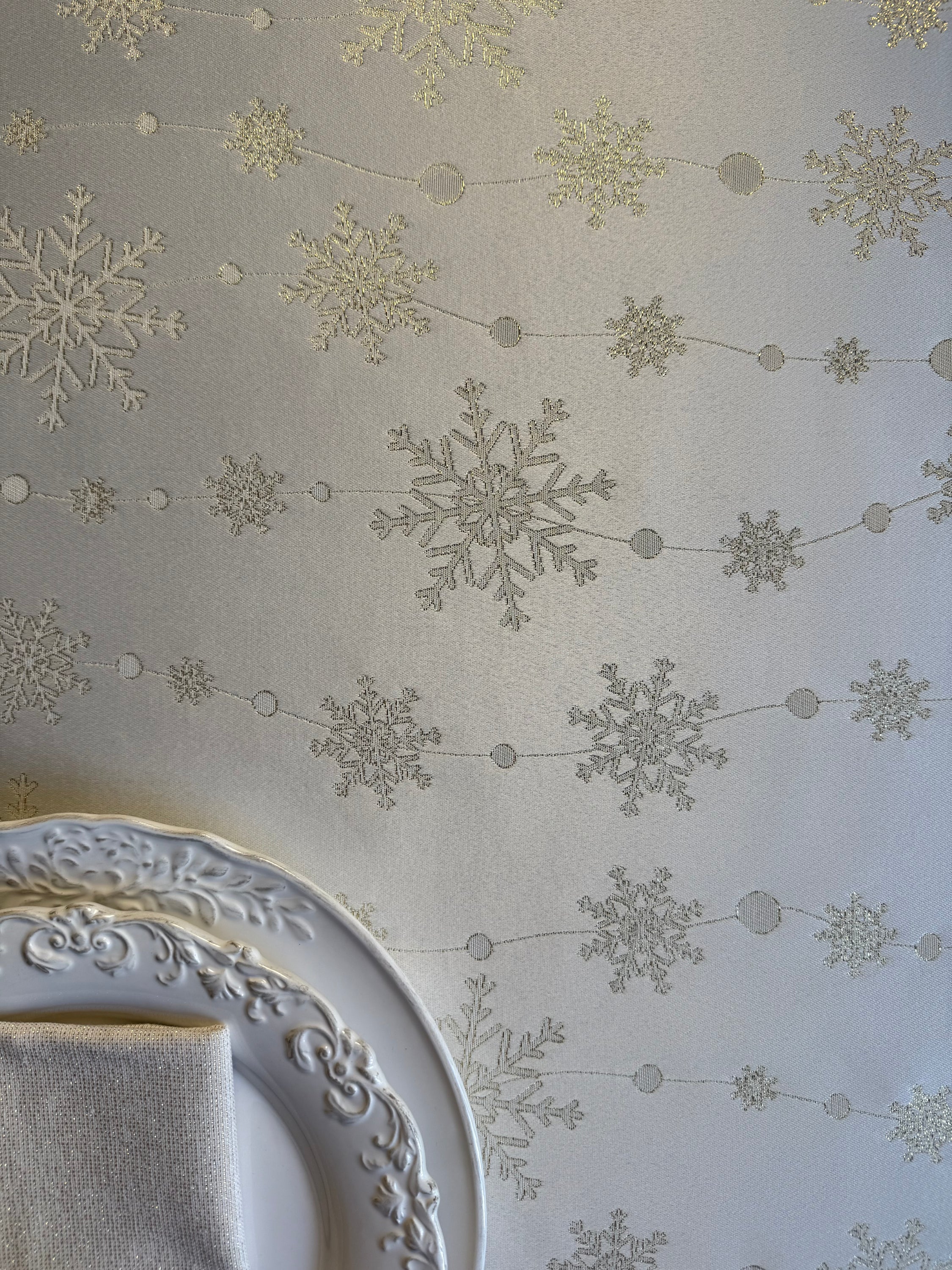 Nappe rectangulaire, motif festif, motif de Noël | Dorée